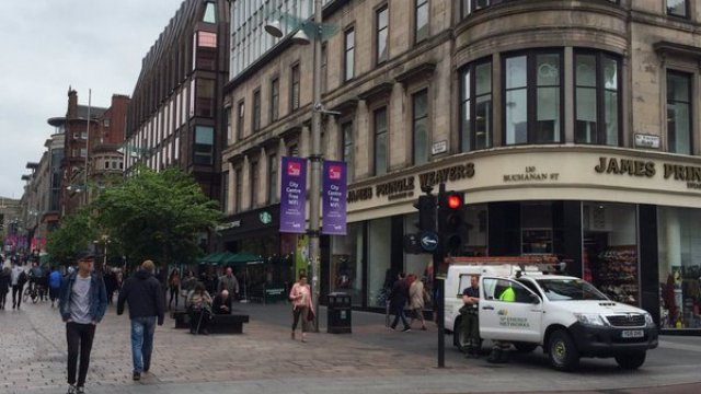 Scene after power surge in Glasgow city centre