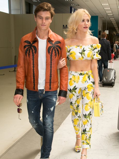Pixie Lott wears a quirky lemon co-ord as she arri