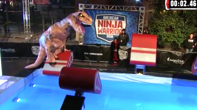 Dinosaur on Ninja Warrior