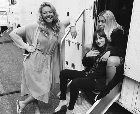 Rita Ora and Dakota Johnson hug it out on set of the new 50 Shades of ...