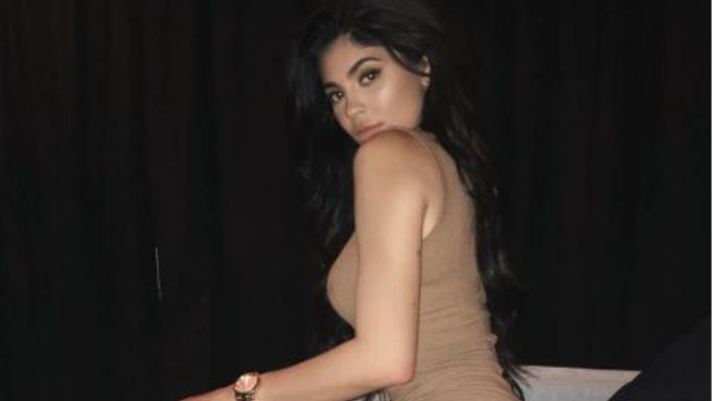 Kylie Jenner beige dress 