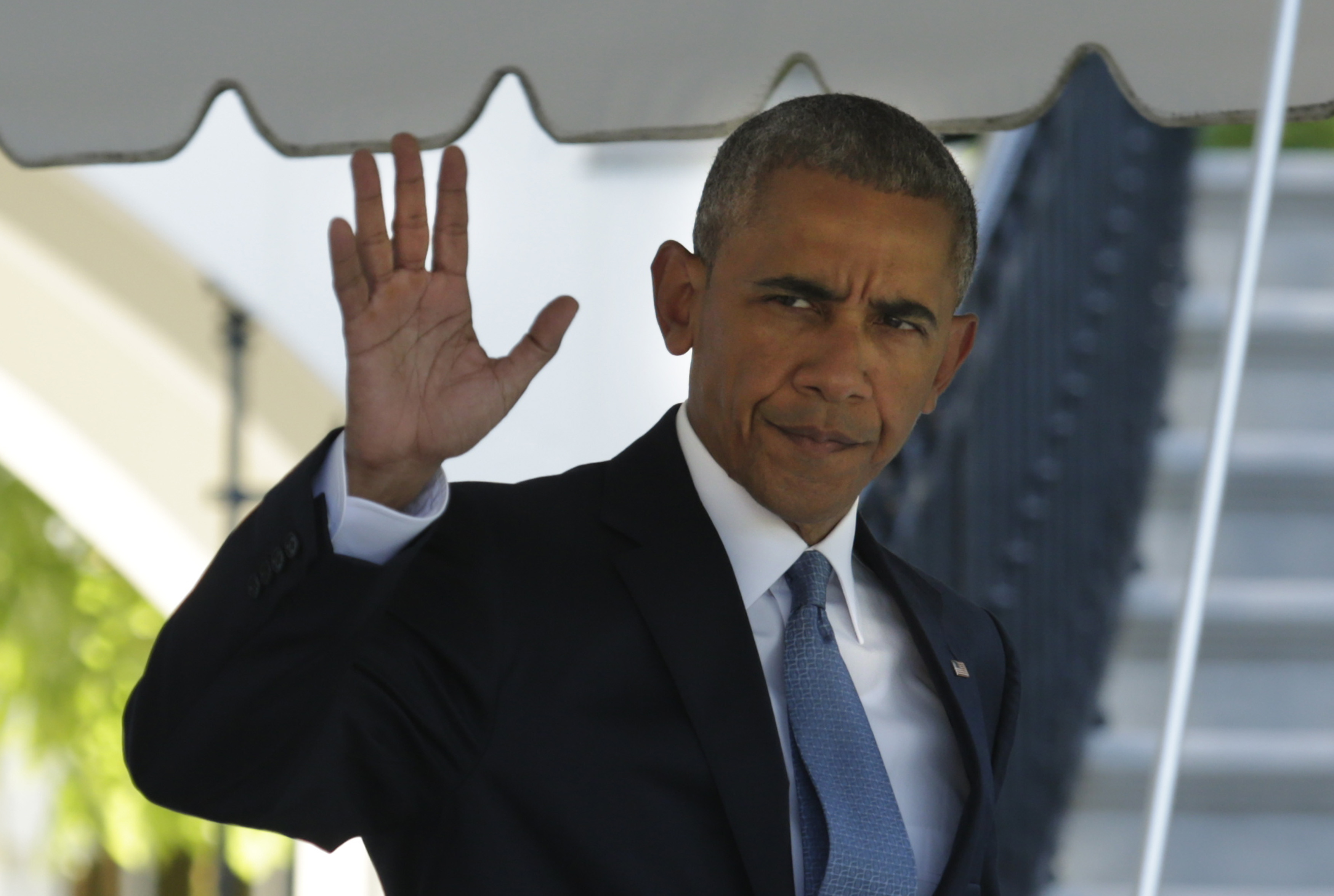 Barack Obama leaving the White House