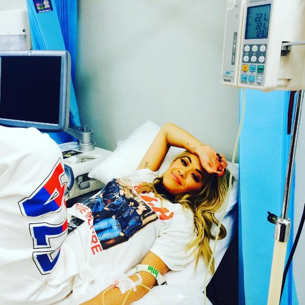 Rita Ora admitted to hospital