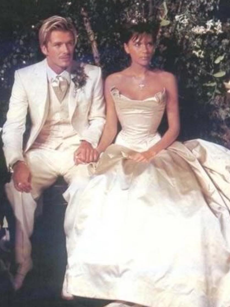 David and Victoria Beckham on their wedding day
