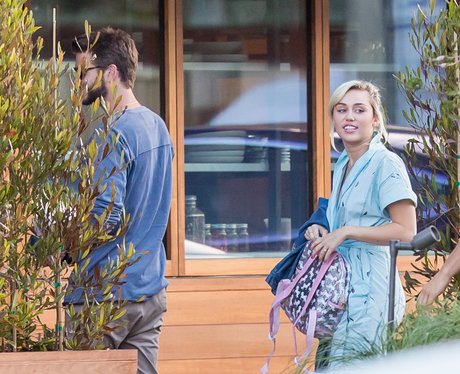 Liam Hemsworth and Miley Cyrus head for lunch at S
