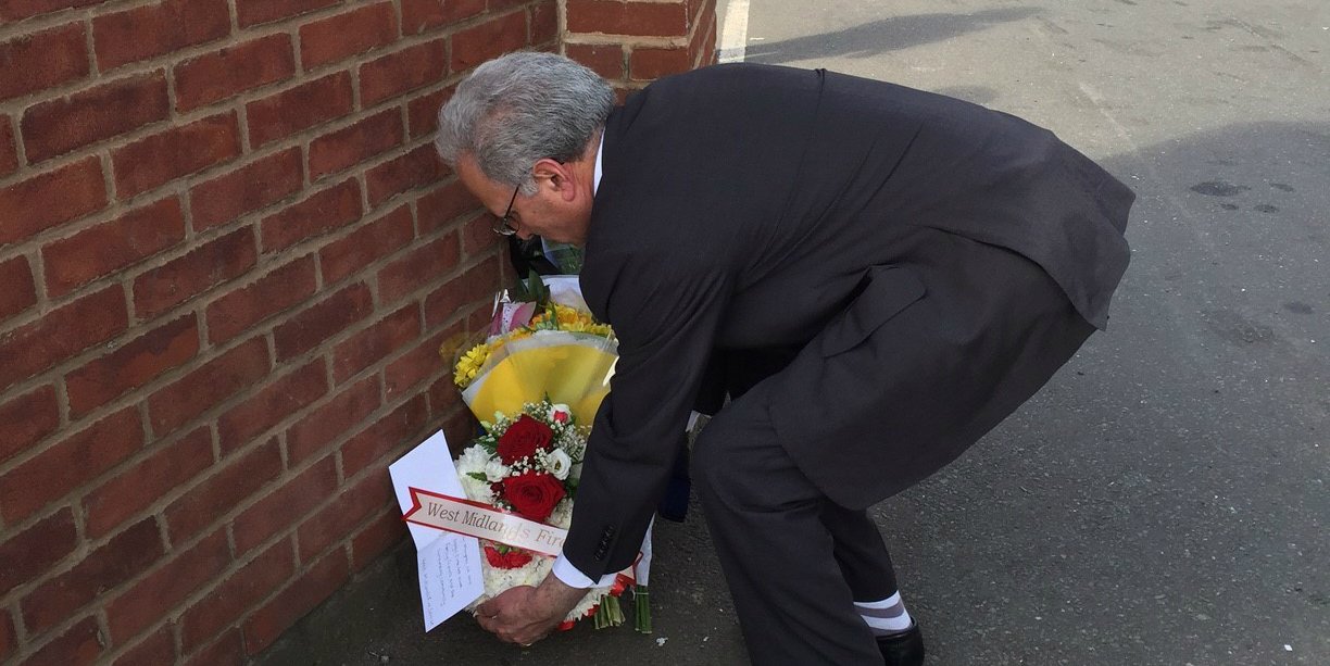 Wreath laid West Mids Fire Nechells wall collapse