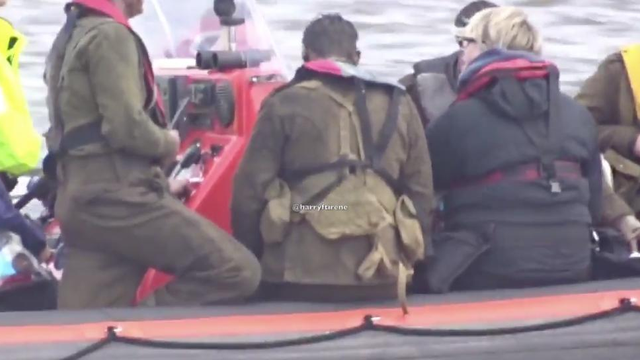 Harry Styles on the set of Dunkirk