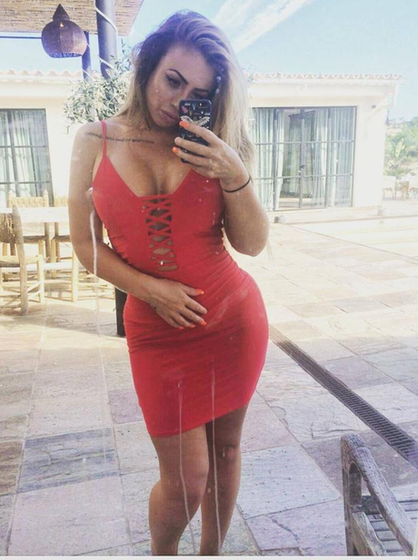 Holly Hagan shows off curves in red bodycon dress