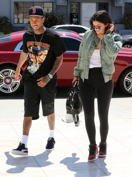 Kylie Jenner and boyfriend Tyga are all smiles as they head to Milk ...