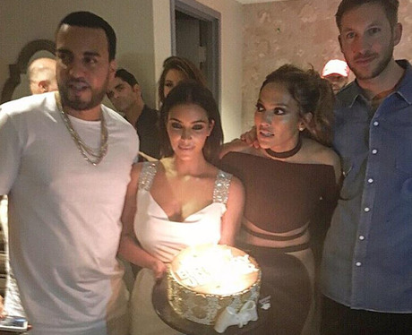 Calvin Harris and Kim Kardashian celebrate J.Lo's