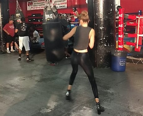 Gigi Hadid boxes in heels