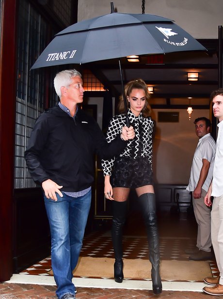 OMG Babe Alert Cara Delevingne Shows Off Her Model Legs In Thigh High