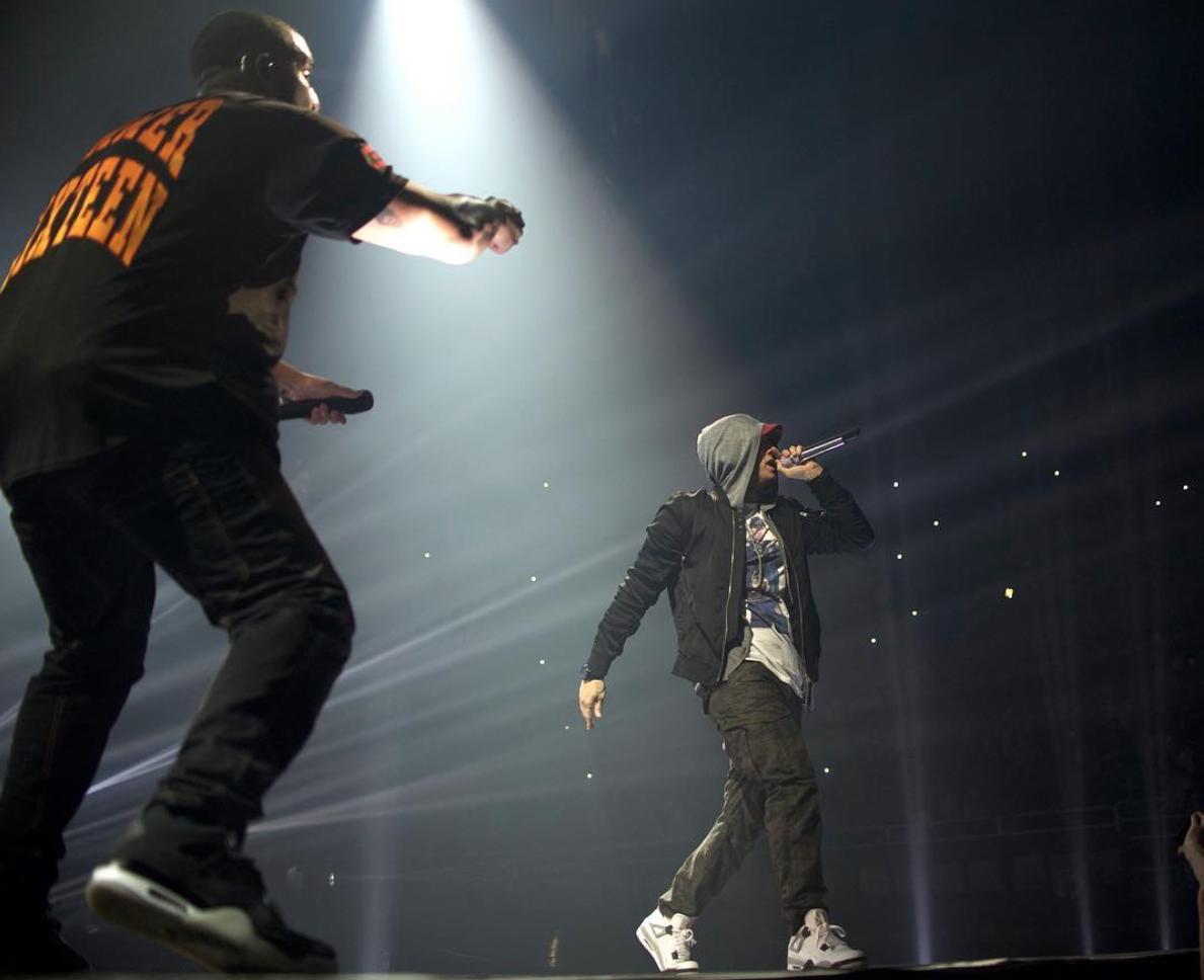 Eminem joins Drake on stage in Detroit