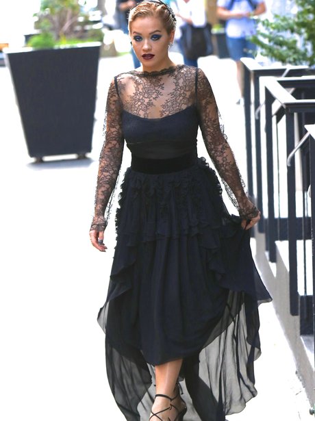 Rita Ora looks amazing in a black dress