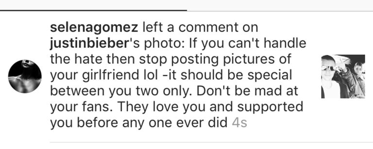 Selena Gomez Comment On Justin Bieber