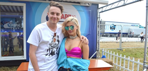 Bebe Rexha & Roman Kemp backstage at V Festival 20