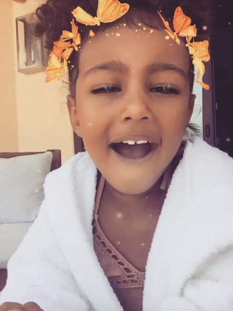 North West plays around with Snapchat filters