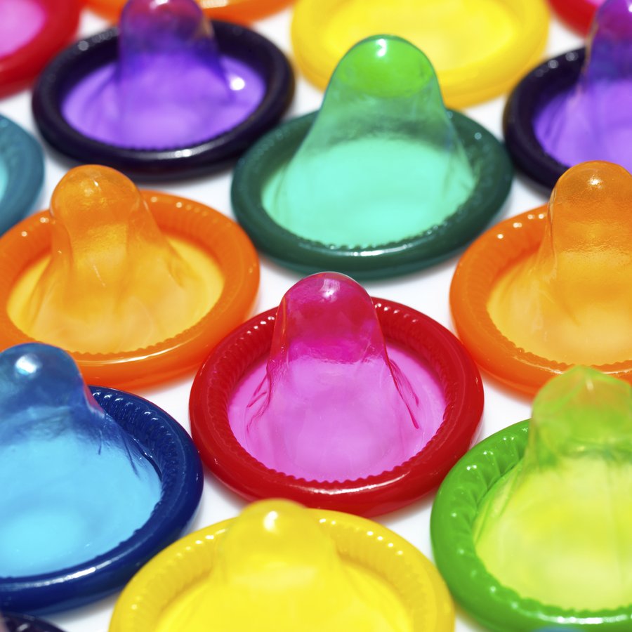 Condoms in rainbow colors