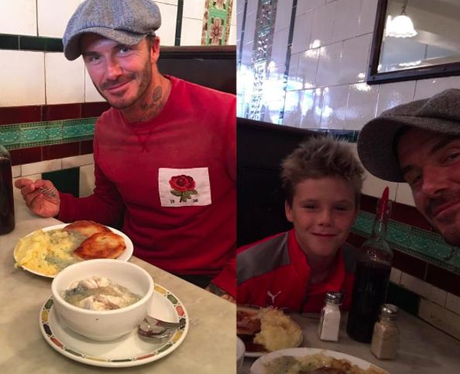 david and romeo beckham pie and mash