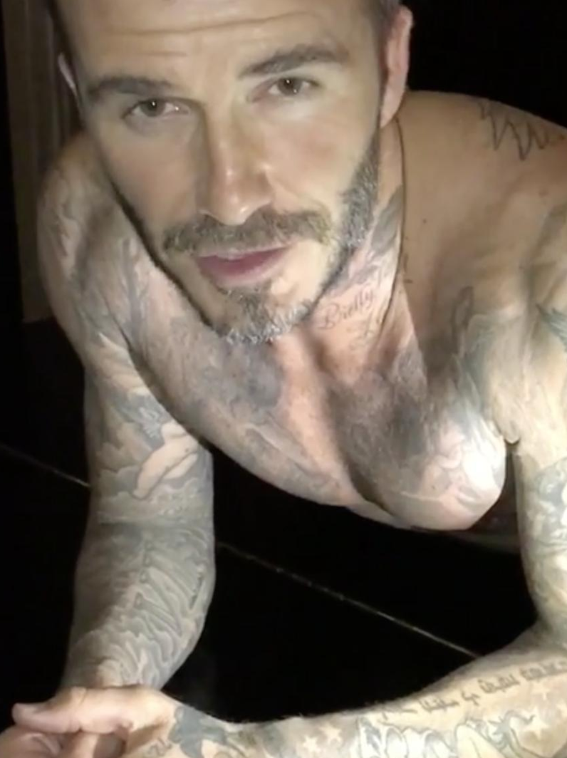 David Beckham does the push up challenge in his pa