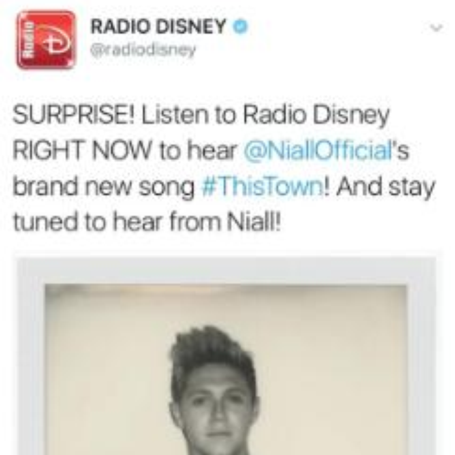 Niall Horan Radio Disney Solo Tweet