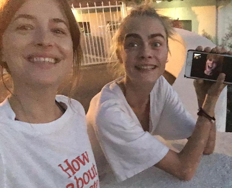 Dakota Johnson and Cara Delevingne FaceTime Taylor