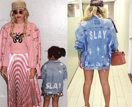 Beyonce and Blue-Ivy co-ordinate their slogan jack