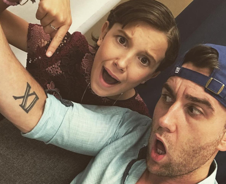 Millie Bobby Brown and Matthew Lewis in Stranger T