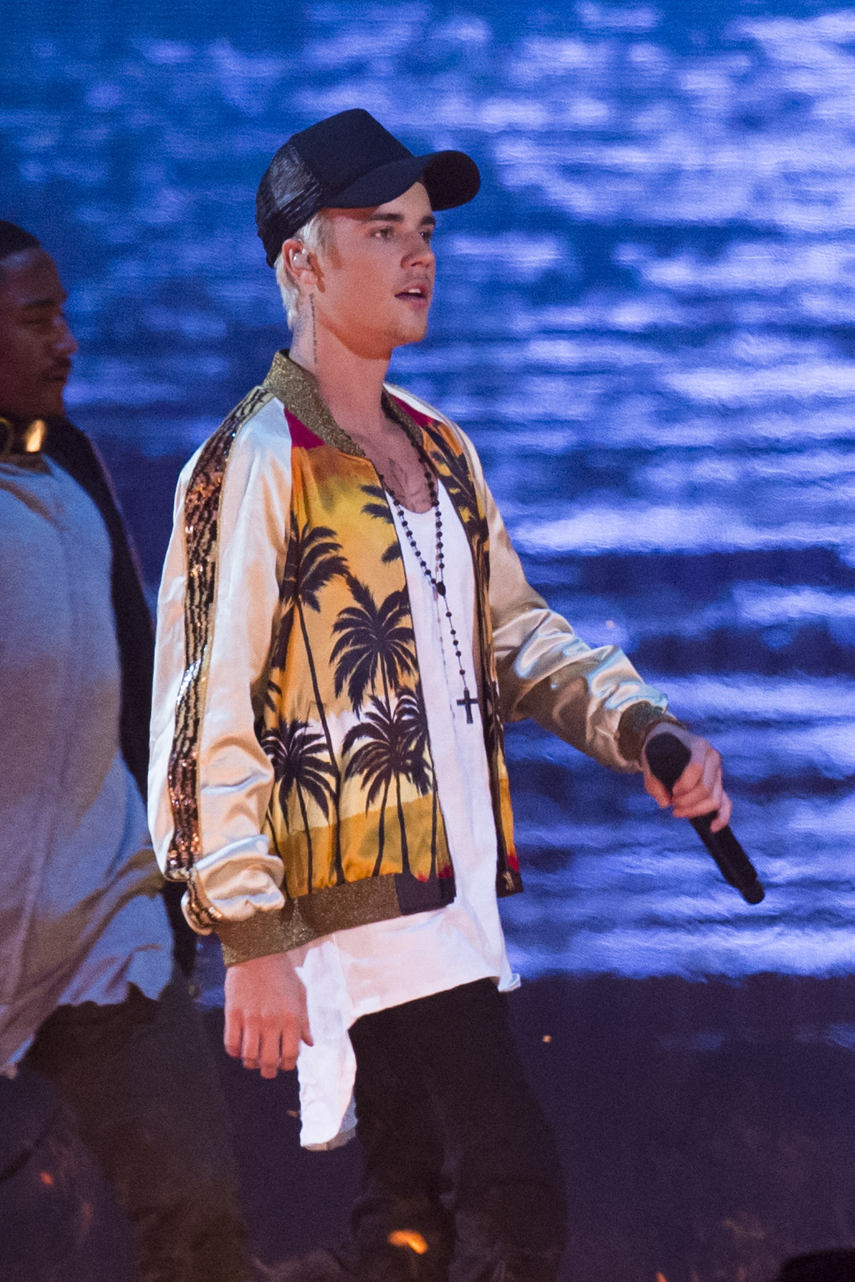 Justin Bieber performing at the BRIT Awards