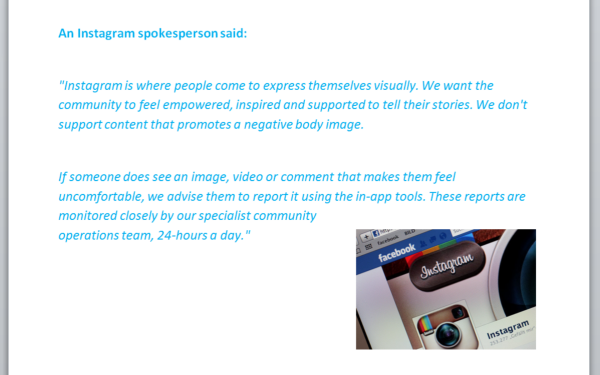 Instagram body image statement smaller