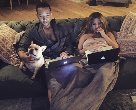 Chrissy Teigen and John Legend enjoy a quiet night