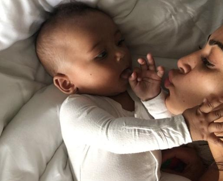 Kim Kardashian West with Saint West