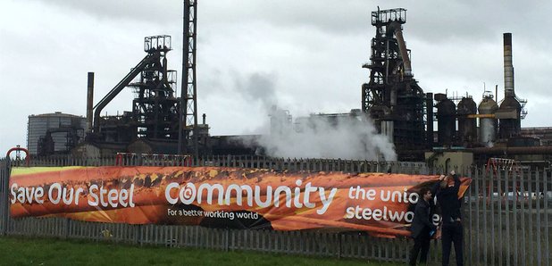 Save Our Steel banner at Port Talbot