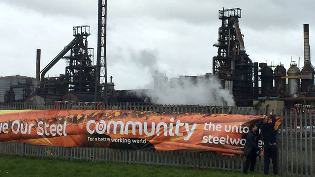 Save Our Steel banner at Port Talbot