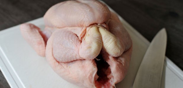 a raw chicken