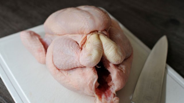 a raw chicken