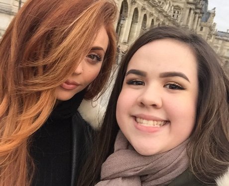 Jesy Nelson in Paris with a fan