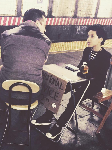 Kid offers emotional advice on the New York subway