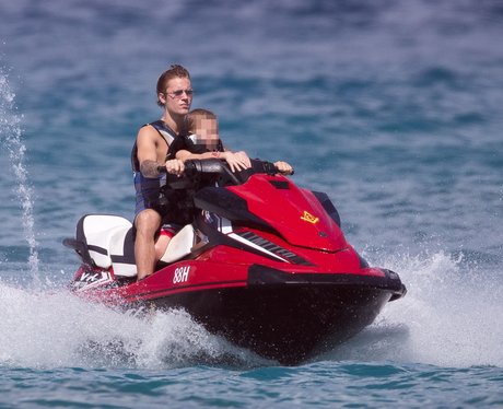Justin Bieber on jet ski with his brother