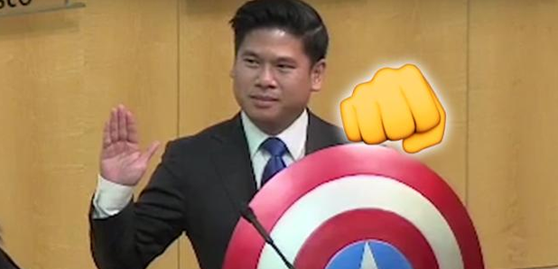 Councilman Sworn In With Cap Shield 2