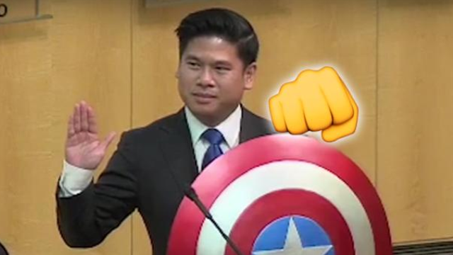 Councilman Sworn In With Cap Shield 2