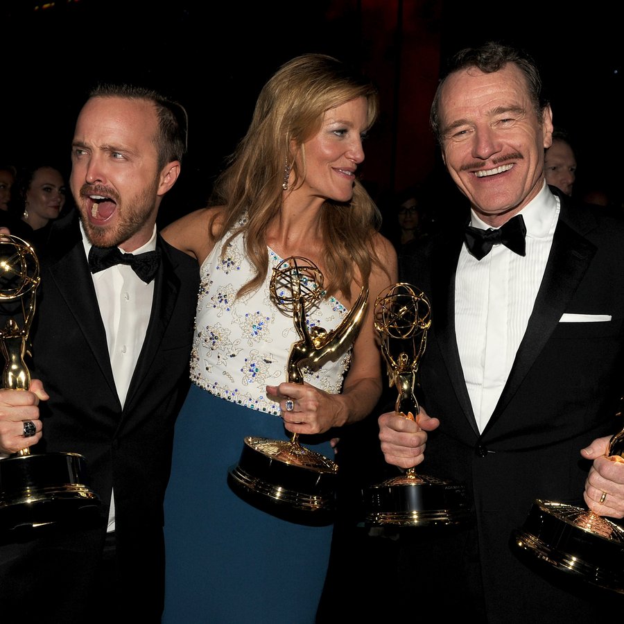 Aaron Paul, Anna Gunn and Bryan Cranston 66th Annual Primetime Emmy Awards