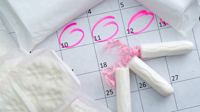 Calendar with sanitary products on it