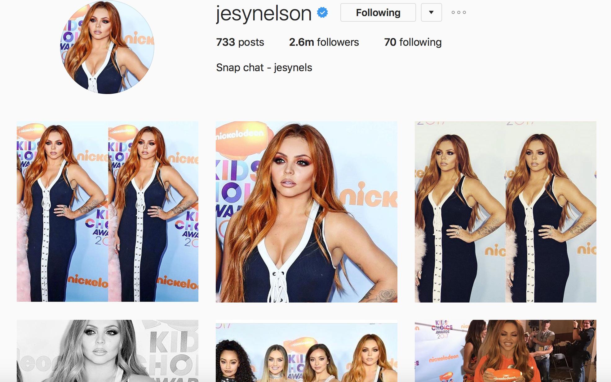 Jesy Nelson Instagram page