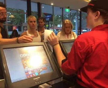 Justin Bieber in McDonalds in Australia