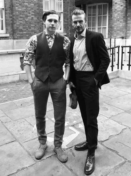 Brooklyn and David Beckham suit up