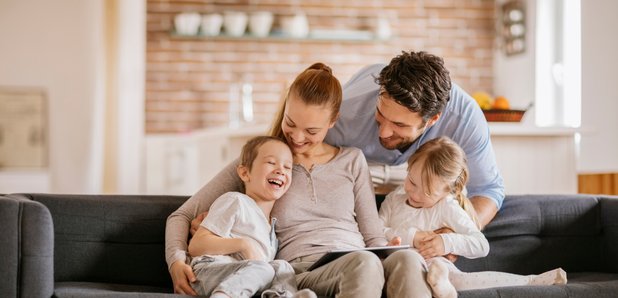 Family on sofa