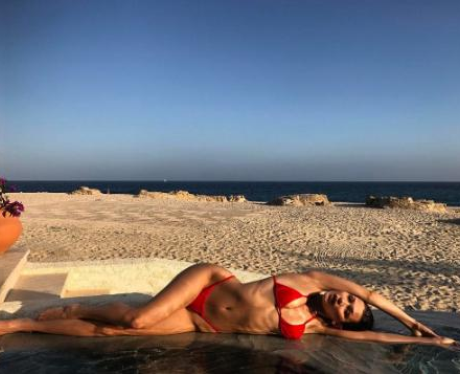 Bella Hadid in red bikini instagram