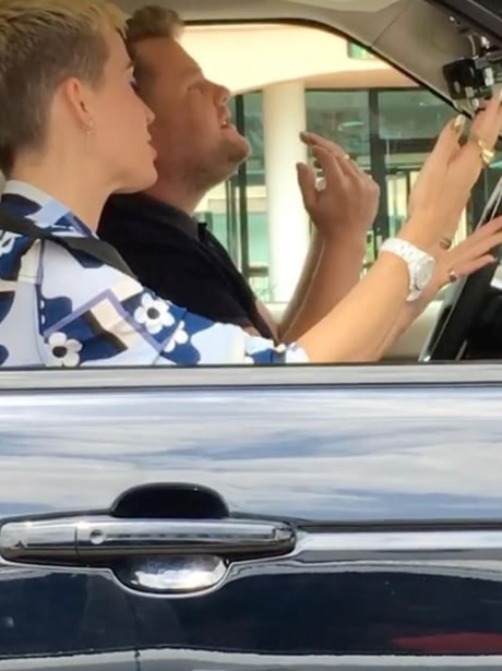 James Corden and Katy Perry are spotted by fans fi