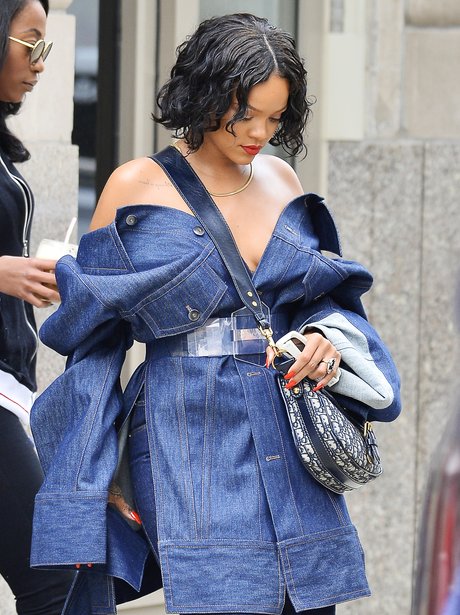 Rihanna in double denim outfit